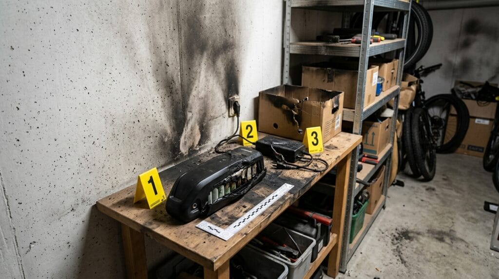 Damaged lithium-ion battery and charger investigated after an apartment fire