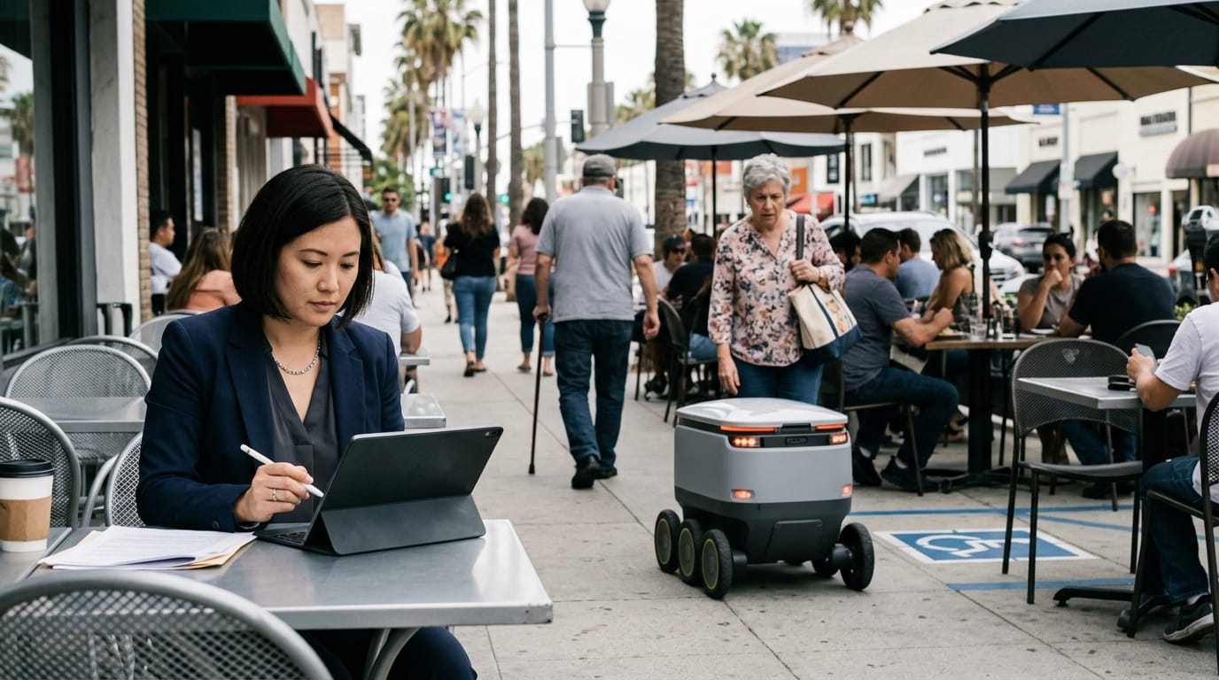 Los Angeles delivery robot accident claim involving sidewalk pedestrian safety