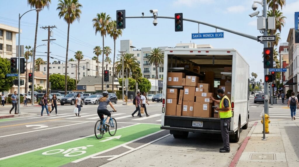 Los Angeles delivery truck crash involving pedestrians and cyclists