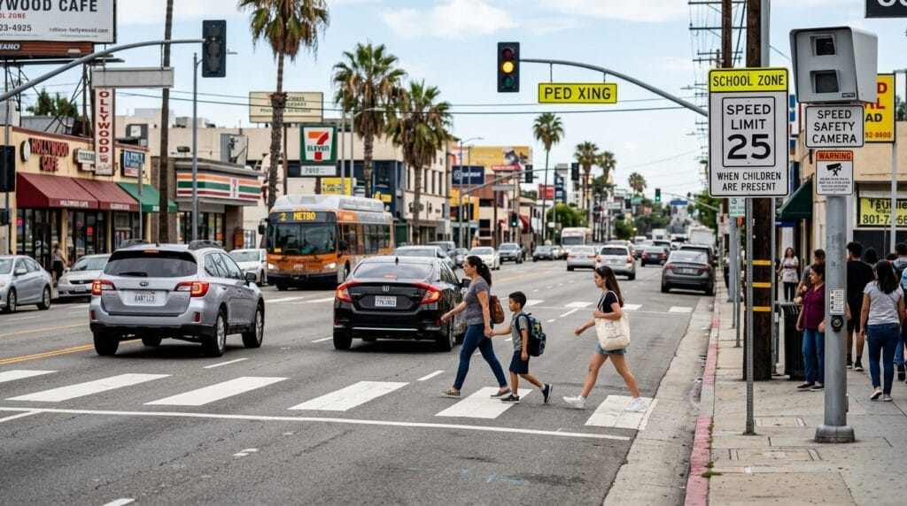 Los Angeles speeding crashes involving pedestrians and vulnerable road users