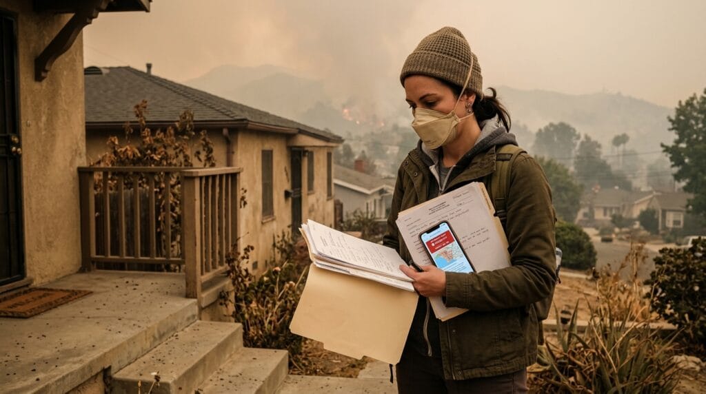 Resident documenting smoke exposure after a Los Angeles wildfire injury