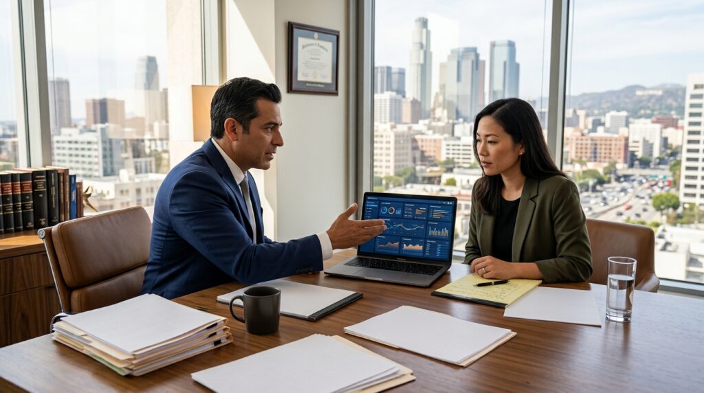 AI insurance claim review for a Los Angeles personal injury case with medical records and settlement documents