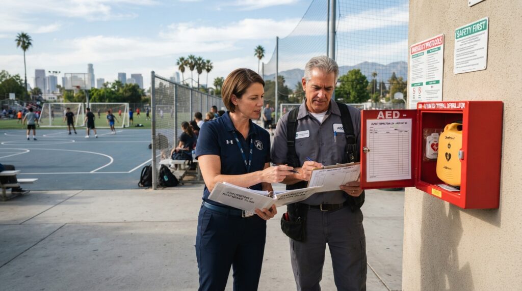 AED access and facility planning under California youth sports safety law