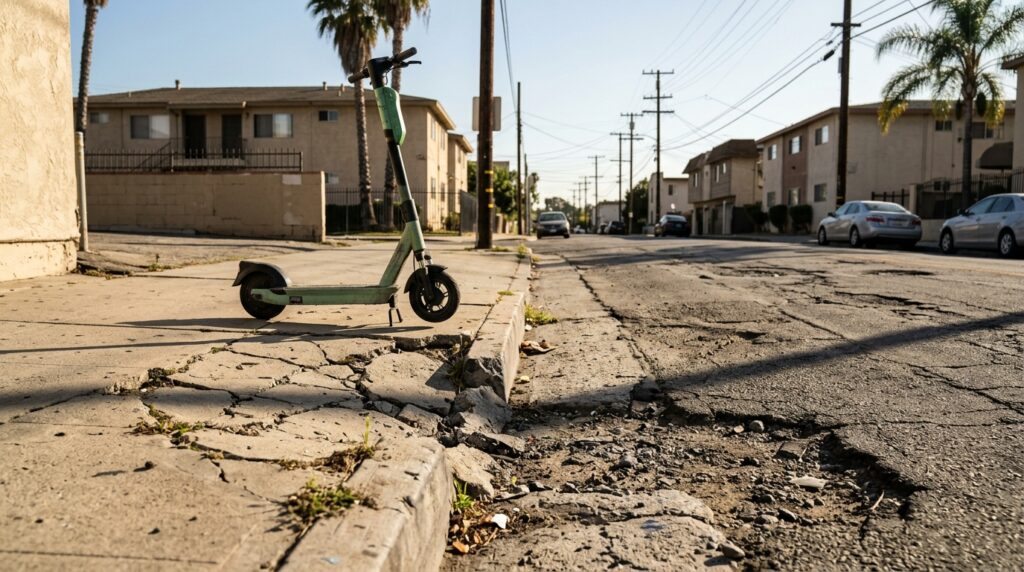 Los Angeles e-scooter injury claims in 2026 involving dangerous sidewalk conditions
